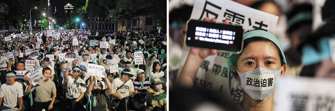 民眾党主席柯文哲5日遭羁押禁见，小草群涌声援柯文哲。（黄世麒摄）