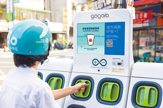 GoShare用戶前往全台任一GoStation電池交換站換電，只要拍下換電站螢幕「寶藏符號」畫面，於活動期間上傳指定活動貼文留言區即可獲得30元騎乘金。（Gogoro提供）