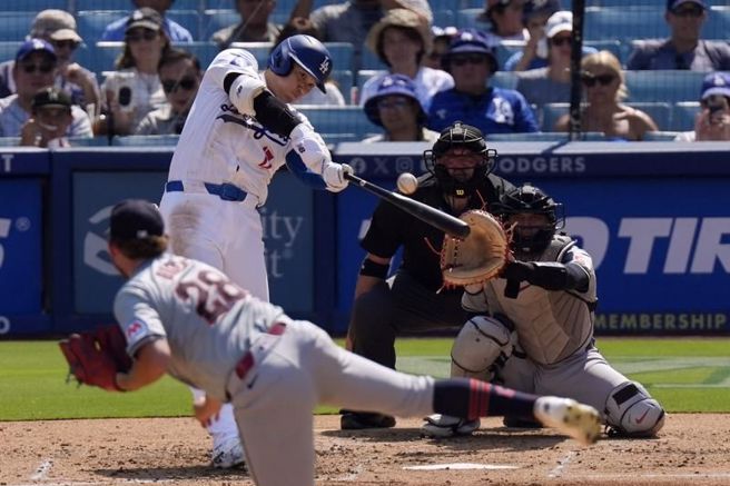 道奇大谷翔平轟出陽春全壘打。（美聯社）