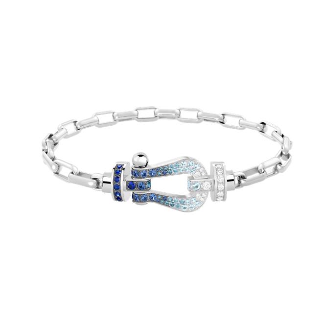 Fred Force 10系列手鍊，大號白金鑽石及彩色寶石，售價47萬200元。（Fred提供／黃唯淯台北傳真）