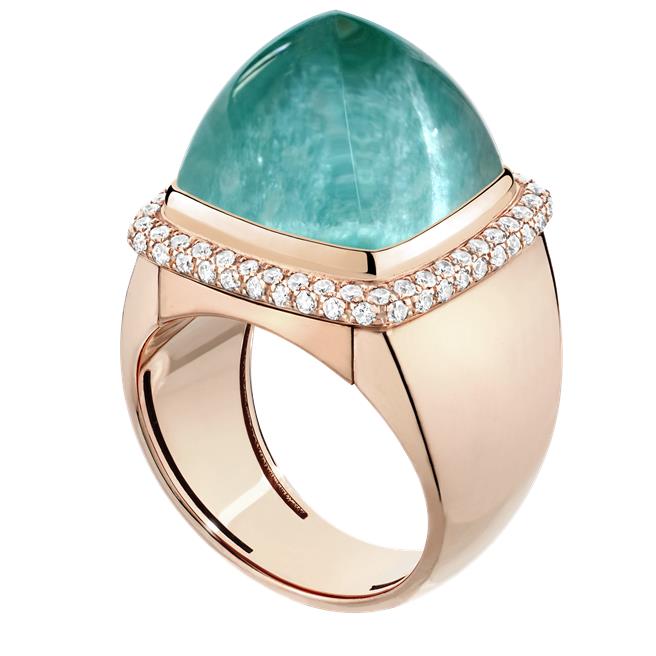 Fred Pain de Sucre系列戒指，玫瑰金及天河石寶石，售價36萬8700元。（Fred提供／黃唯淯台北傳真）