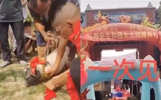 高調「和豬結婚」送金項鍊 陸男想紅無下限！官方：已處罰新郎