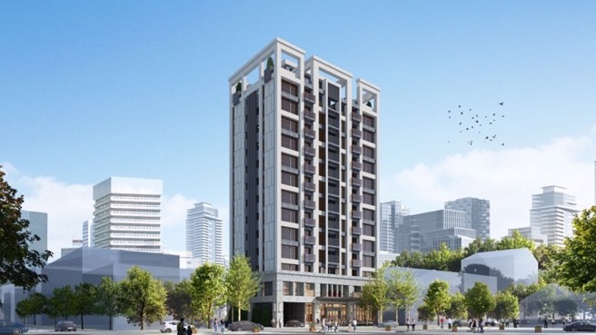 「叙文山」一楼纯住零店面，换屋首选38坪正3房。建筑外观3Ｄ示意图