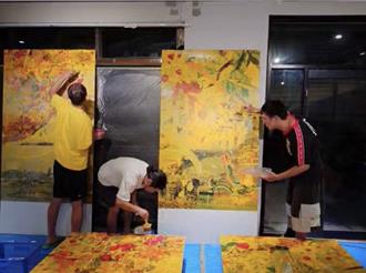 桃園龍潭龍元宮邀日本藝術家駐村 創作農村風景畫