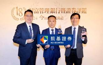 凱基證券獲今周刊財管評鑑八大獎 全方位服務成業界標竿