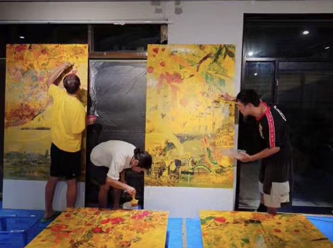 桃园龙潭龙元宫适逢建庙200周年，近期推出「屿生农声－龙潭农村生活感」策展，邀请日本艺术家驻村创作，并与在地居民文化交流。（龙元宫建庙200年庆典策展工作小组提供／吕筱蝉桃园传真）