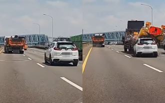 砂石車突左切害的？台74線休旅車猛撞緩撞車 苦主還原事發經過