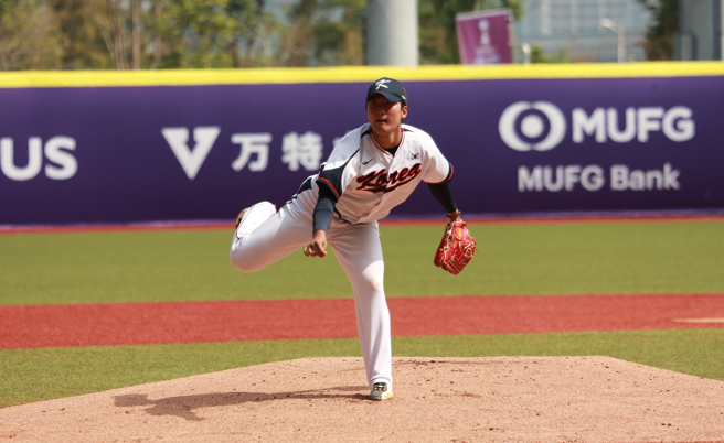 效力韓職SSG登陸者隊的崔現皙在U23世界盃主投6局無責失，率領韓國隊擊敗中國大陸隊。（WBSC提供）