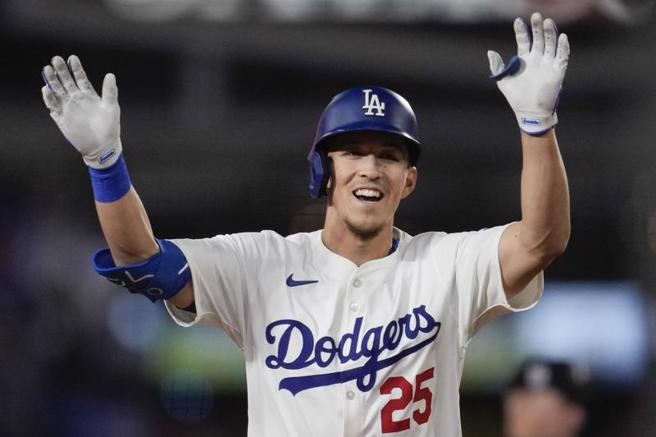 道奇队艾德曼（Tommy Edman）单场双响炮。（美联社）