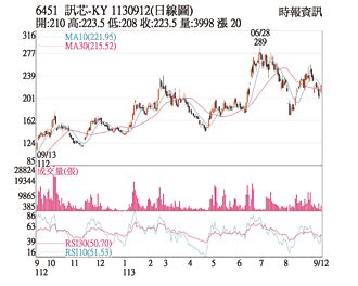 熱門股－訊芯 回穩漲停挑戰月線