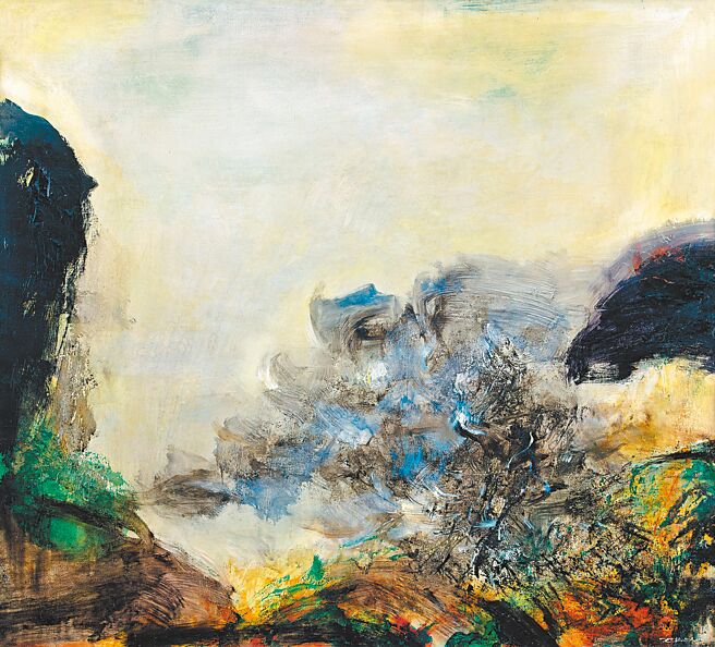 趙無極《24.01.73》油彩畫布，估價1200萬至1800萬港幣。 （中國嘉德提供）