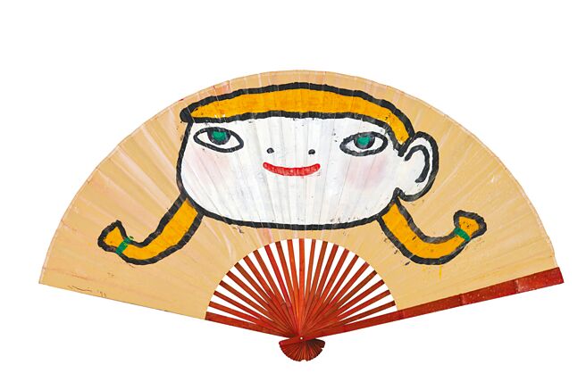 奈良美智唯一一件扇形作品《微笑女孩》，估價180萬至250萬港幣。（中國嘉德提供）