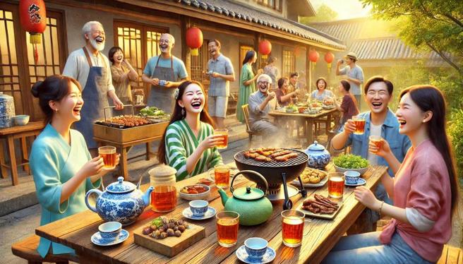 普洱茶專家蔣豐懋表示，中秋節這樣的節日，飲食難免油膩，這時候普洱茶便成為了解油解膩的理想搭配。普洱茶中富含茶多酚與咖啡鹼，能促進代謝，幫助消化，還能清爽口腔，帶來健康的享受。圖/蔣豐懋提供