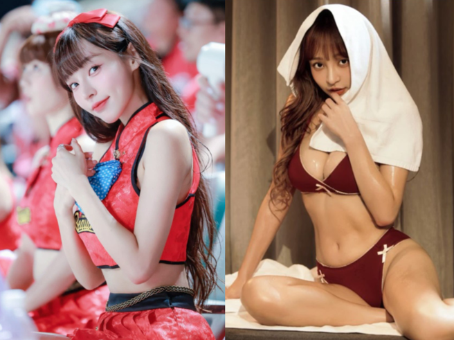 味全龙啦啦队女神林襄拥有32E傲人上围和甜美脸蛋。（图／IG@95_mizuki）