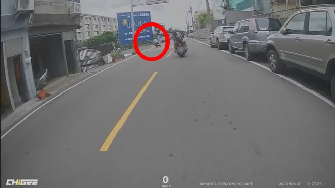 骑车出游带路者居然骑进树丛，同行伙伴狂笑。（翻摄爆料公社）