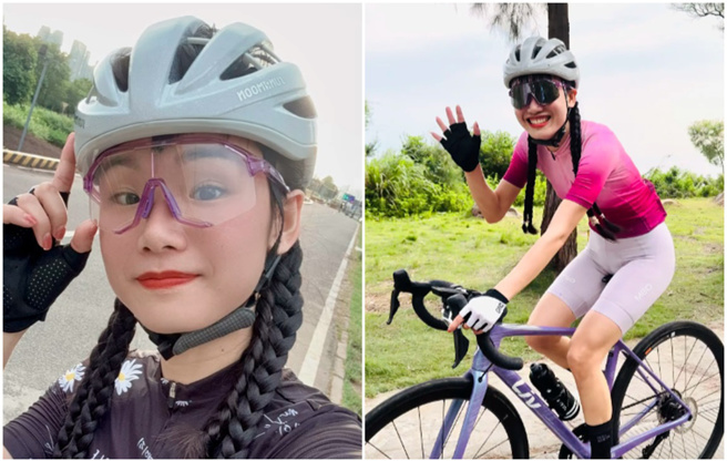 海莉子Hayley生前热爱骑车。（海莉子Hayley抖音）