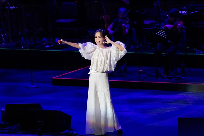 彭佳慧日前回到家鄉屏東開唱，開心跟全場粉絲互動。（索尼音樂提供）