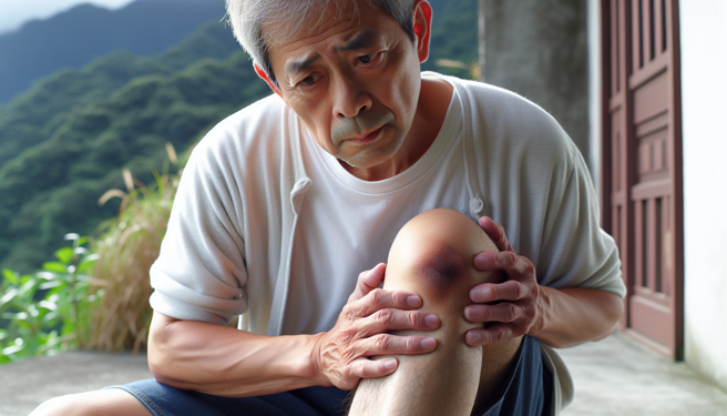 膝盖多年肿痛反覆积水，5旬男靠软骨修復重返运动场。（示意图／AI制图）