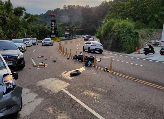 台3縣北埔路段彎道多，常有機車失控車禍案件發生。（竹東分局提供／邱立雅竹縣傳真）