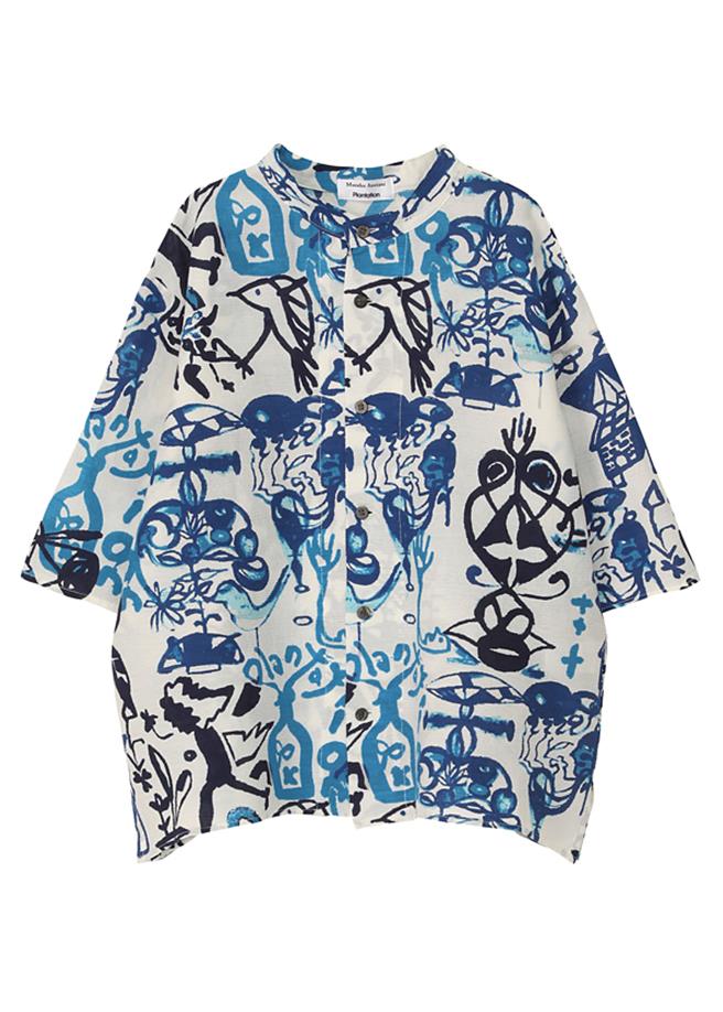 Plantation繪語楊柳立領短袖襯衫，價格未定。（Plantation提供／黃唯淯台北傳真）