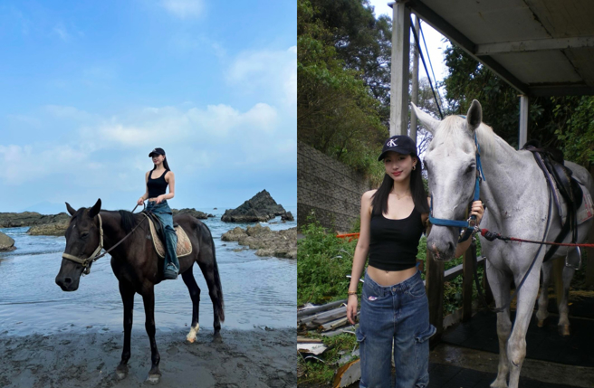 Elly帅气骑马如拍好莱坞大片。（图／IG、Threads@polarbearelly）