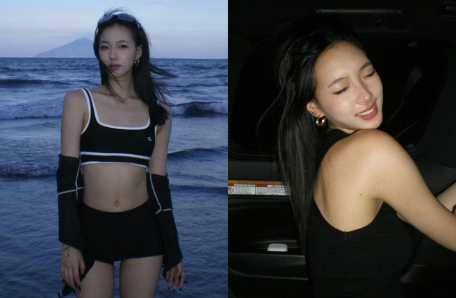 Elly上衣紧绷身材曲线外泄，爸爸玩古老游戏被网友抓包。（图／IG@polarbearelly）