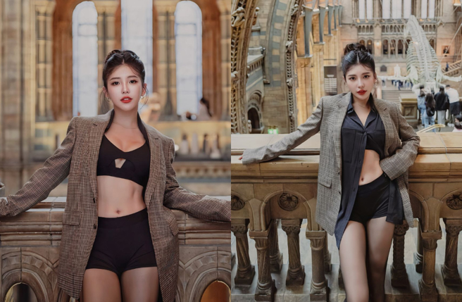 壮壮登伦敦时装周造型激似韩星IU。（图／IG@ula_shen_）