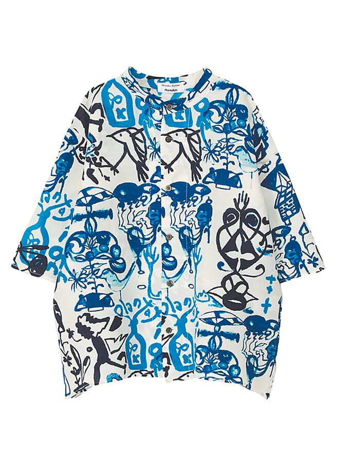 Plantation繪語楊柳立領短袖襯衫，價格未定。（Plantation提供）