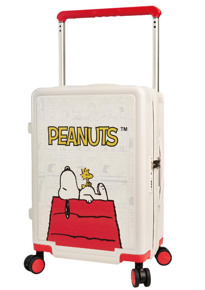 统一时代百货台北店推史努比限定满额礼加价购，有机会入手「史努比20吋行李箱」。（统一时代百货提供／朱世凯台北传真）