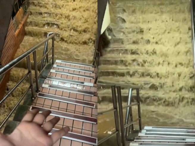 东吴大学女大生分享校内宿舍积淹水状况。（当事人授权提供）