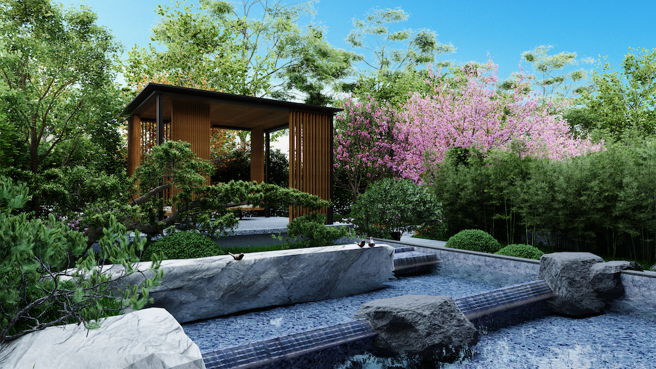 「亚昕森丰」带来全新的居住体验，近享万坪朝阳森林公园同时也坐拥自家私藏的四季景观庭园。(图为3D示意图/业者提供)