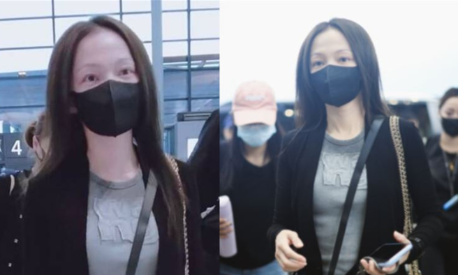 野生素顏张韶涵机场被捕获，部分网友认为面容有些憔悴。（图／翻摄自微博）