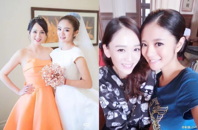 2017年安以轩结婚时，陈乔恩担任她的伴娘。（图／翻摄自微博）
