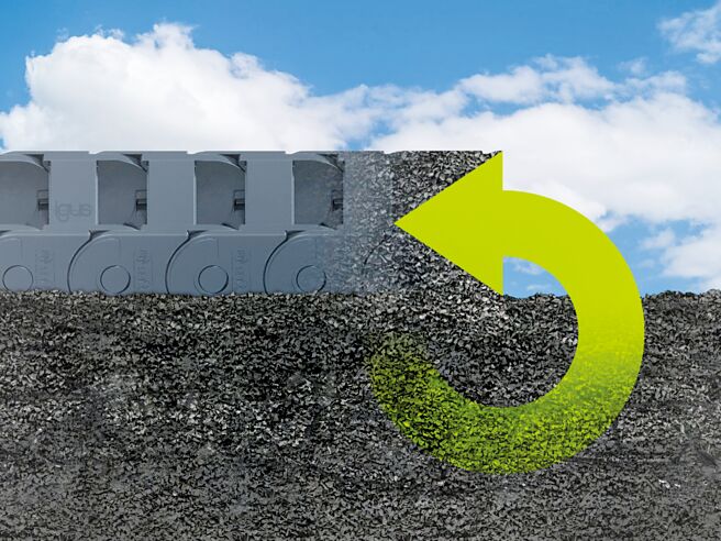 2024台北塑橡膠工業展展會上，易格斯將展出多款創新產品，特別是全球首款由回收材料製成的拖鏈-cradle-chain E2.1.CG最吸睛，該款拖鏈不僅具優異的耐磨性，更有效地為產品回收再使用的旅程提供解方。圖／易格斯提供