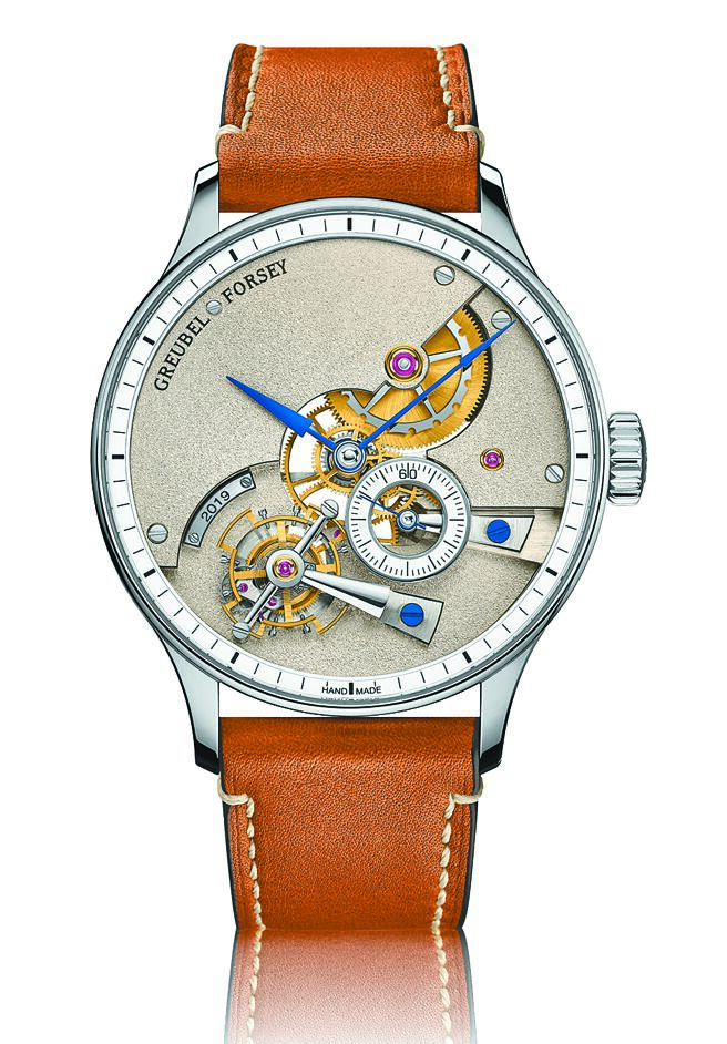 Greubel Forsey標榜98%手工打磨的「Hand Made 1」腕表，歷時3年才完成，3168萬元。（SHH提供）