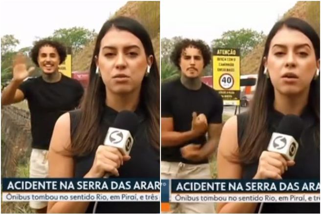 巴西知名歌手兼千萬網紅「MC Livinho」被拍到亂入新聞鏡頭跳舞。（圖／翻攝自TikTok） 