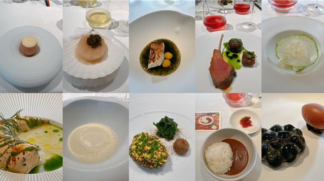 晚夏菜单主厨以夏季贝类和甲壳类，包括海胆、干贝、鲍鱼、明虾等来演绎前菜的起承转合，由于贝类没有脂肪，风味清爽乾净且淡雅鲜甜，在此时品尝尤为舒适而无负担。（吴娮翎摄／吴娮翎台北传真）