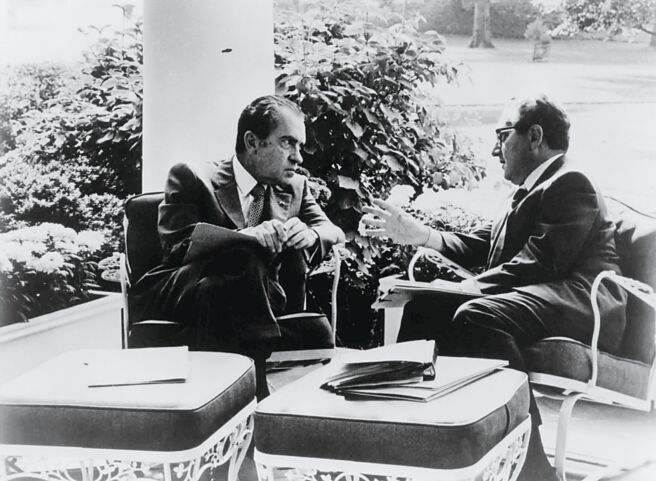 季辛吉（右）、尼克森。（本報資料照片）