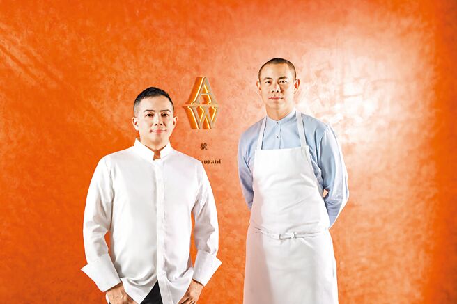 米其林星廚江振誠(右)聯手營養師主廚陳博玄共譜秋宴盛饌。（御盟集團提供）