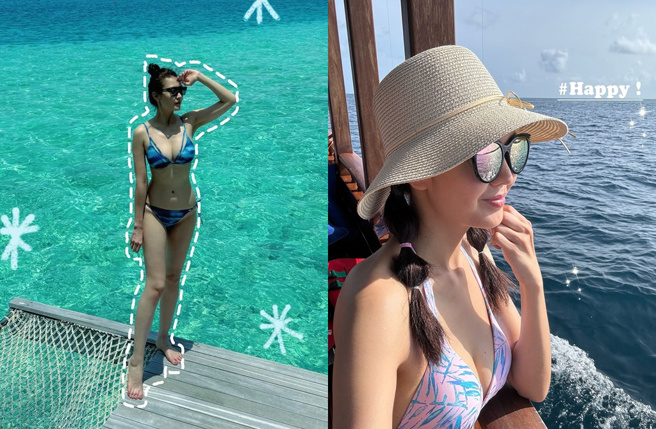 张庭欣比基尼辣照展现秾纤合度好身材。（图／翻摄自张庭欣 IG）