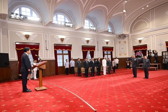 总统赖清德今日主持「中华民国113年10月份将官晋任授阶典礼」。（总统府提供）