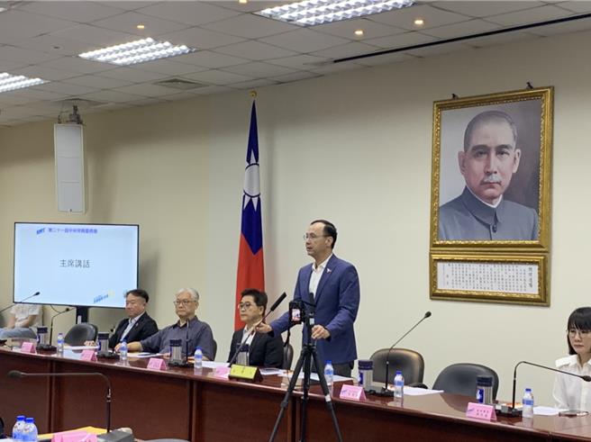 國民黨主席朱立倫今在中常會上發表談話。（張薷攝）