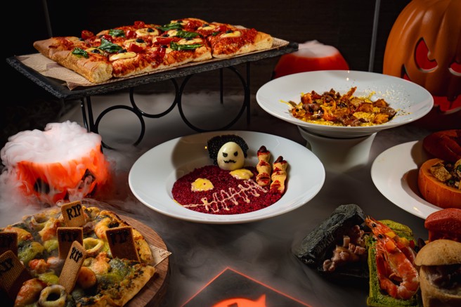 超人氣自助百匯知味西餐廳推出「驚魂變裝饗宴」主題料理。(大溪笠復威斯汀提供)