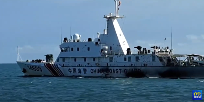 大陆4艘海警船今（26）日上午8时50分以及下午14时20分，两次集结于金门南方海域，并且由4个点同时驶入我方限制海域。（取自海巡署影片）