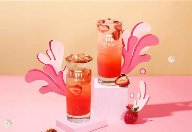 草莓泡泡派對情境照。（麻古茶坊提供）