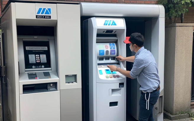 許男因不滿操作ATM過程不順，憤而於下午4時28分拿起短棍，對著ATM一陣猛敲，造成螢幕與主機板嚴重損壞。（示意圖、與本案無關／AI生成）
