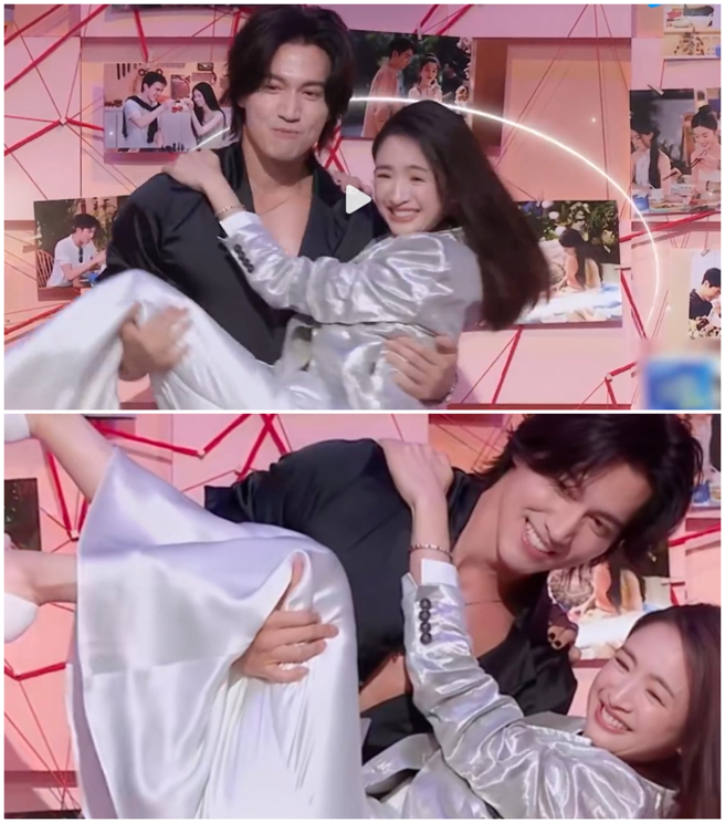 言承旭和林依晨節目中上演公主抱。（圖／翻攝自微博）