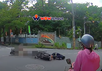高雄女騎士硬闖紅燈！男煞不住撞上彈射噴飛 「臉部著地」影片曝