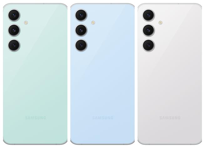 三星推出AI轻旗舰Galaxy S24 FE有迷漾绿、梦境蓝、微醺灰3种配色。（三星提供）