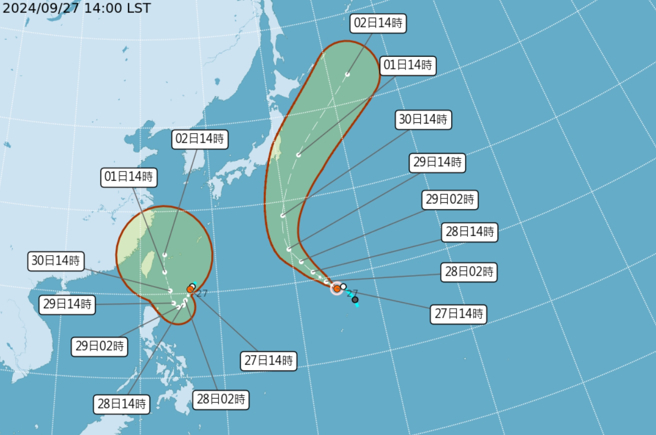 準山陀兒預估對台灣本島造成威脅。(圖／氣象署)